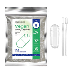 ATLEMISME empty vegan capsules Size 0 - 100 count pack front view