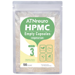ATNreuro Empty Vegan Capsules Size 3 - 100 Count