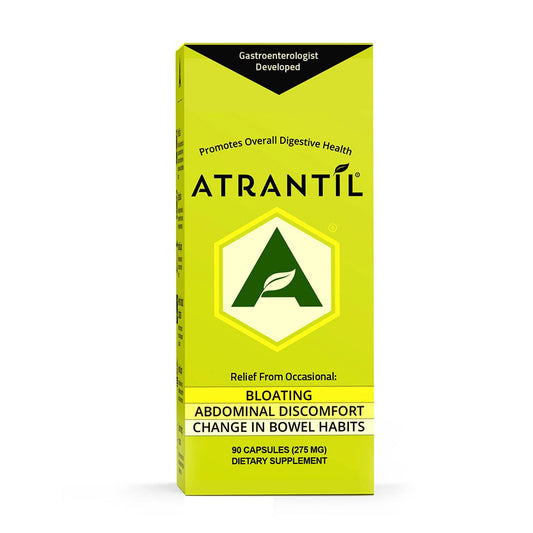 Atrantil 90 capsules pack viewed front, signaling everyday digestive comfort support.