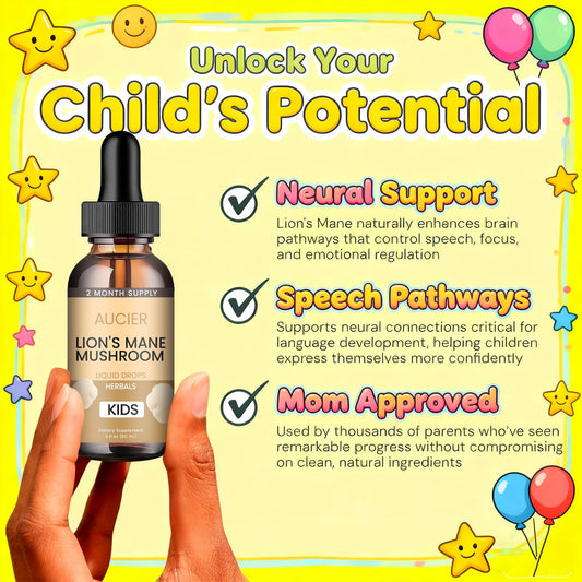 Dropper dispensing Lion's Mane liquid for kids