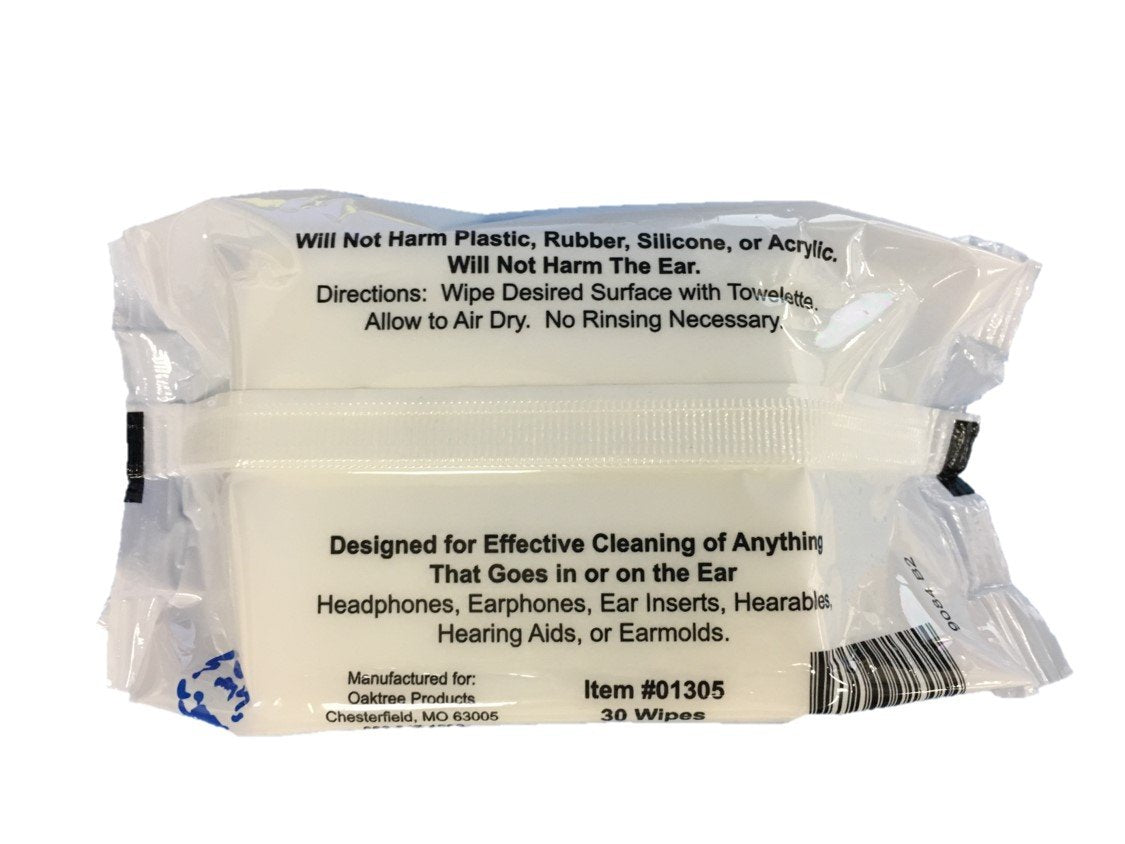 Earphones and headphones cleaned with Audiowipes
