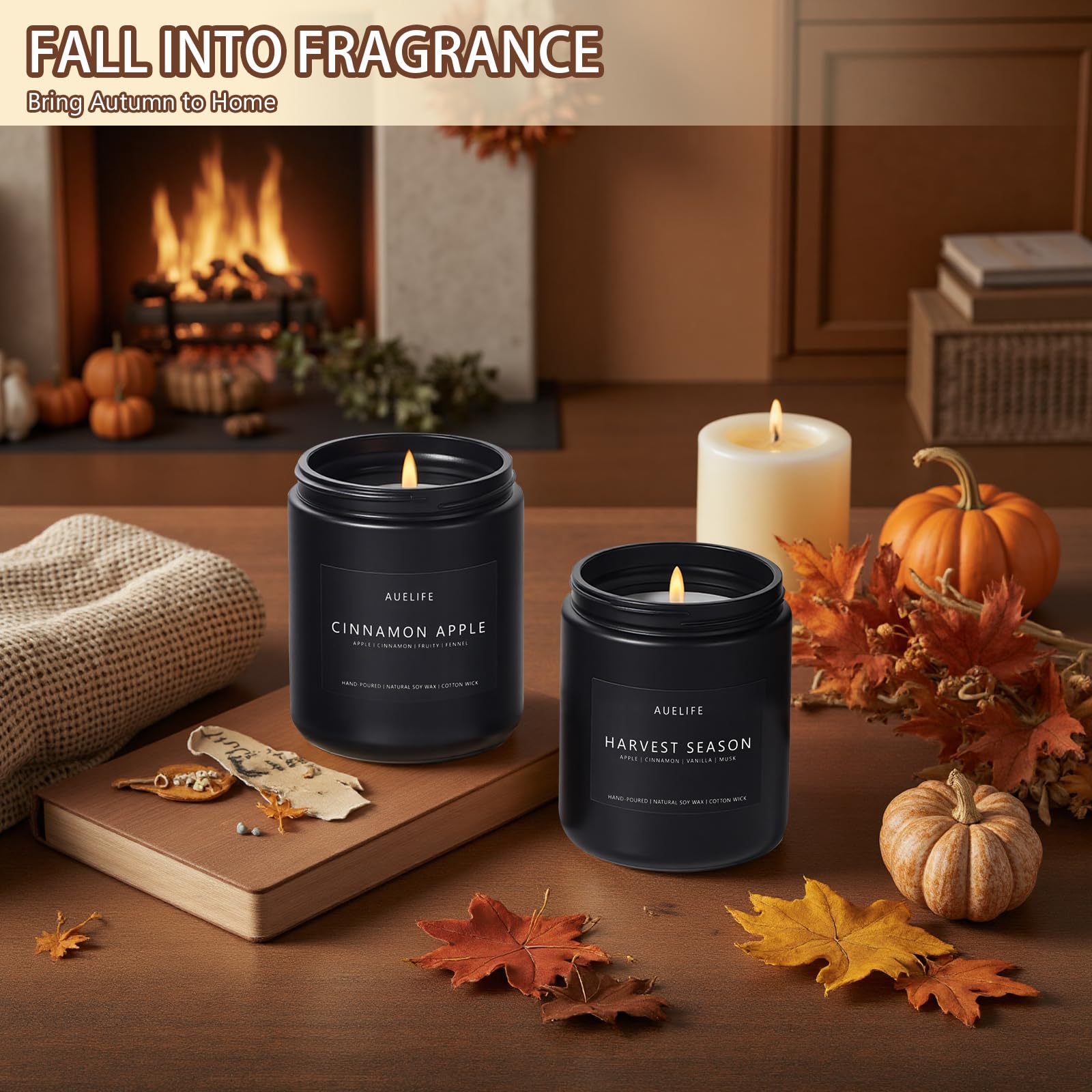 Auelife holiday gift box open displaying the four scented candles