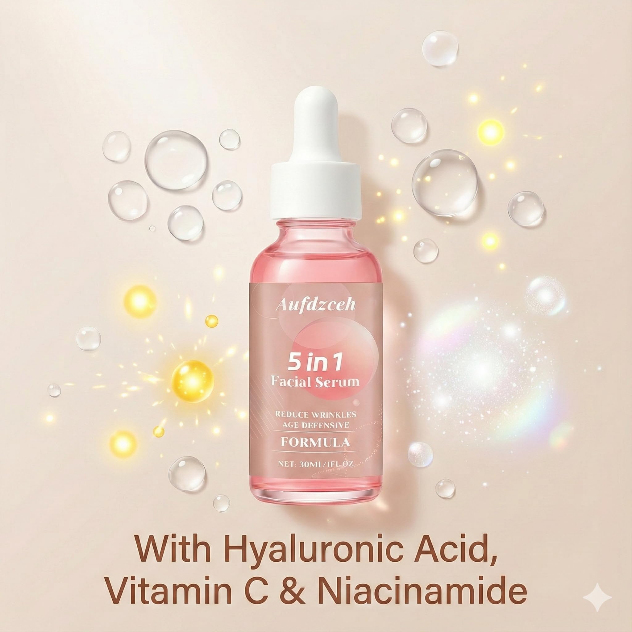 Aufdzceh daily skincare ritual bottle; lightweight serum supports daily hydration.