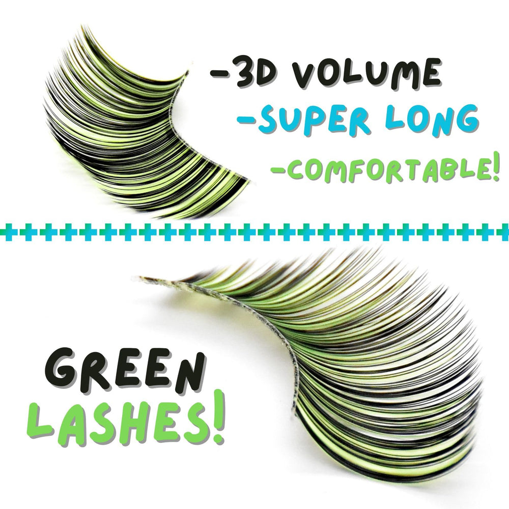 AUGENLI Green Eyelashes with 10-15mm length for bold stage eyes