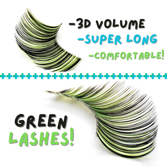AUGENLI Green Eyelashes with 10-15mm length for bold stage eyes