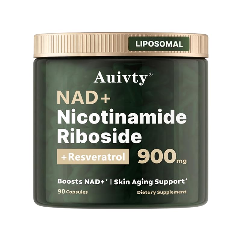 Auivty NAD+ Nicotinamide Riboside Liposomal supplement bottle with Resveratrol