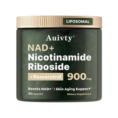 Auivty NAD+ Nicotinamide Riboside Liposomal supplement bottle with Resveratrol