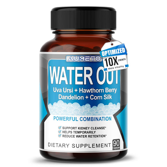 AUMETO Water Out bottle with 90-count capsules