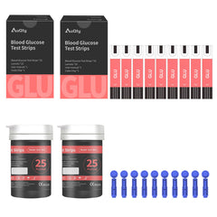 AuQty GUC-B01 Glu Test Strips 50 Pcs with 50 Lancets for GUC-B01 Meter (Meter Not Included)