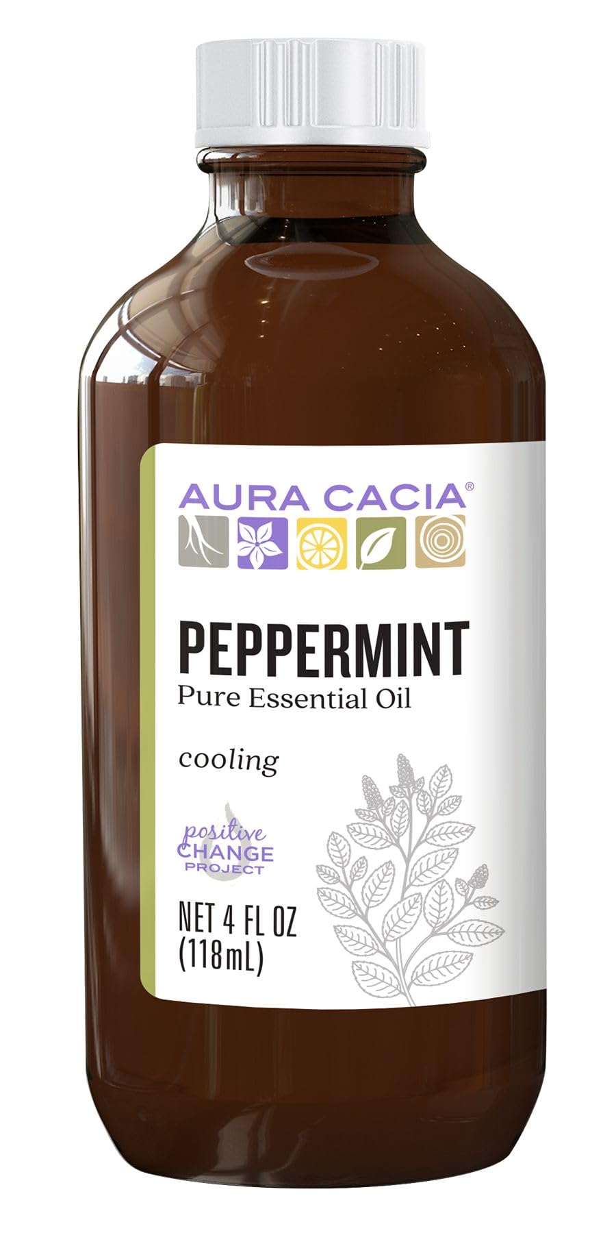 Aura Cacia Peppermint Essential Oil bottle 4 oz