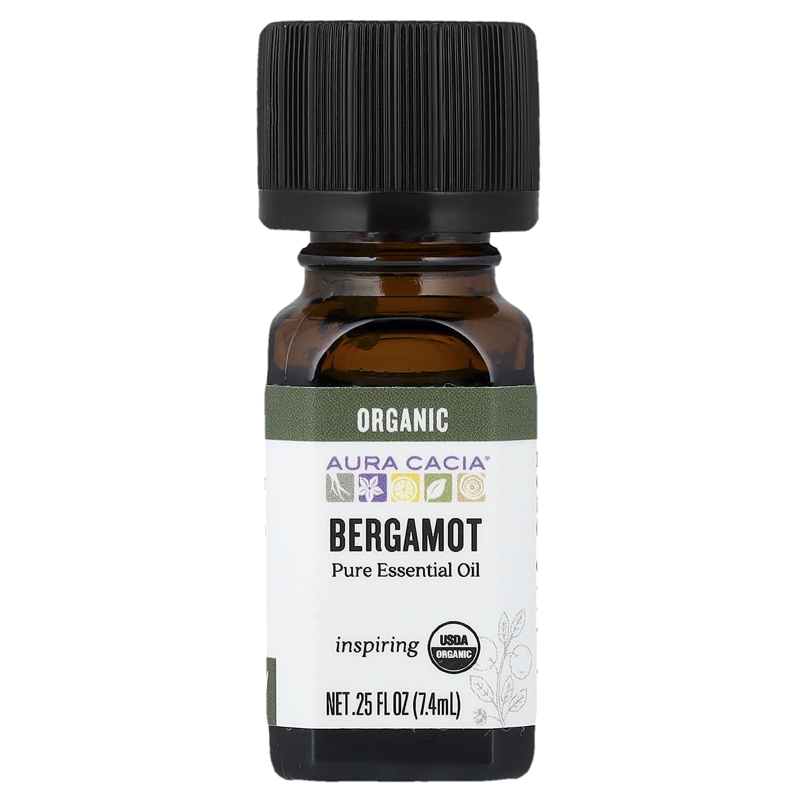 Aura Cacia Bergamot essential oil bottle 0.25 oz