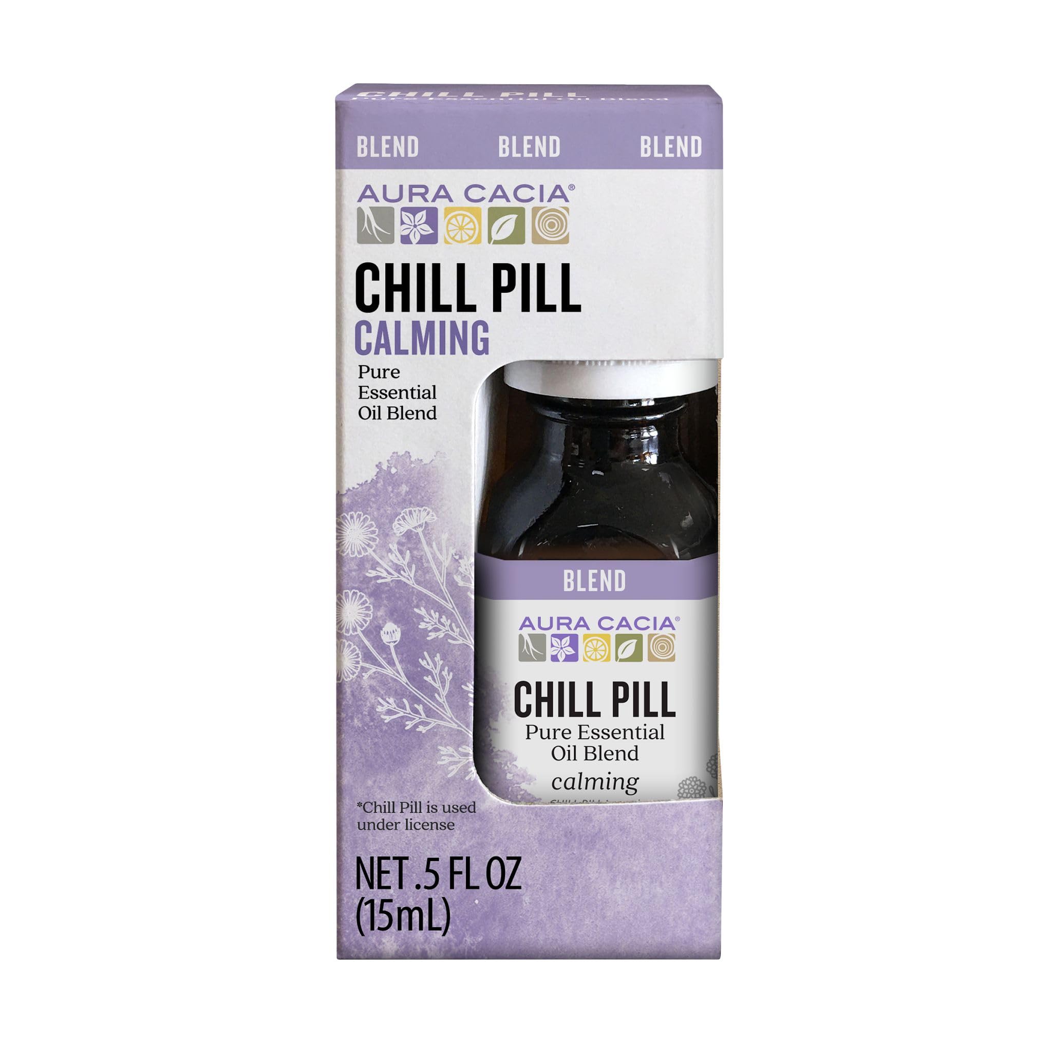 Aura Cacia Chill Pill essential oil bottle front view