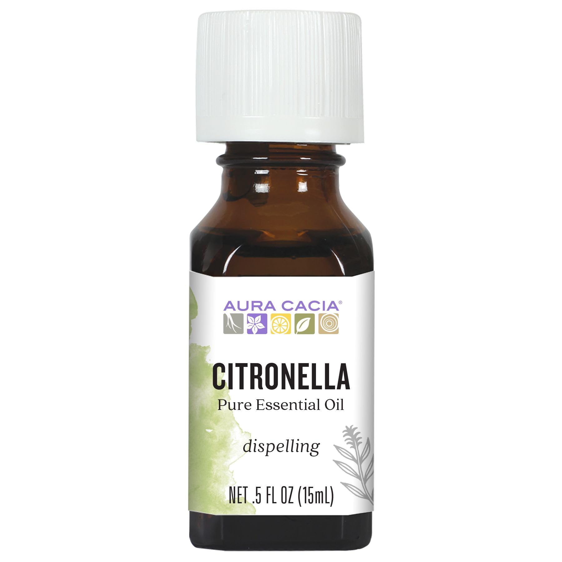 Aura Cacia Citronella Java essential oil bottle 0.5 oz front