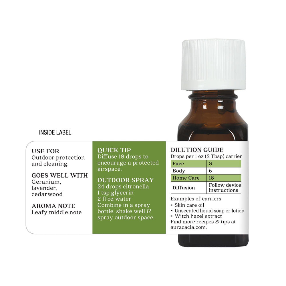 Six-pack Aura Cacia Citronella Java oil 0.5 oz per case