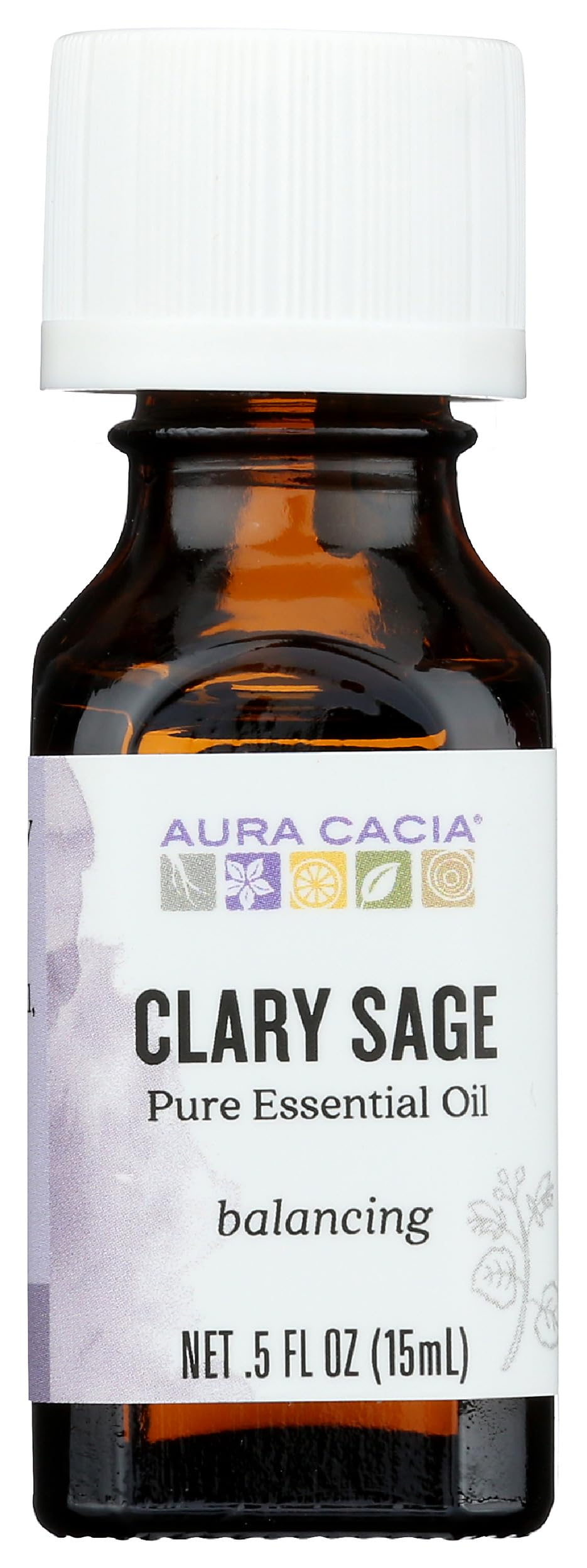 Aura Cacia Clary Sage essential oil bottle and box, 15 ml