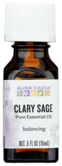 Aura Cacia Clary Sage essential oil bottle and box, 15 ml