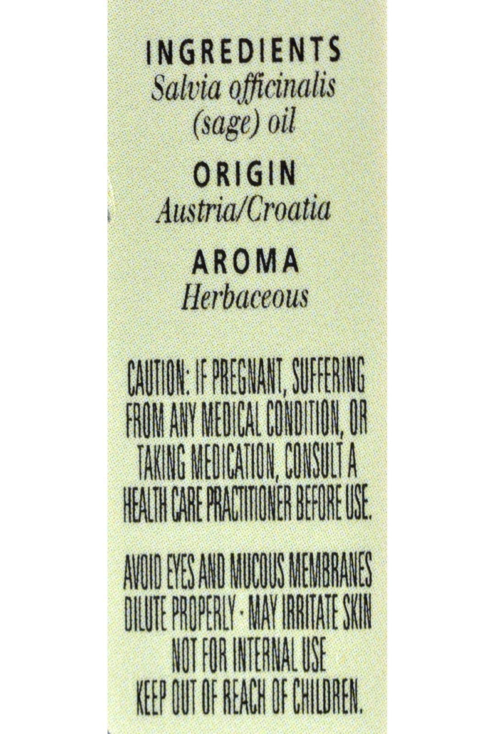 Clary Sage essential oil bottle label close-up