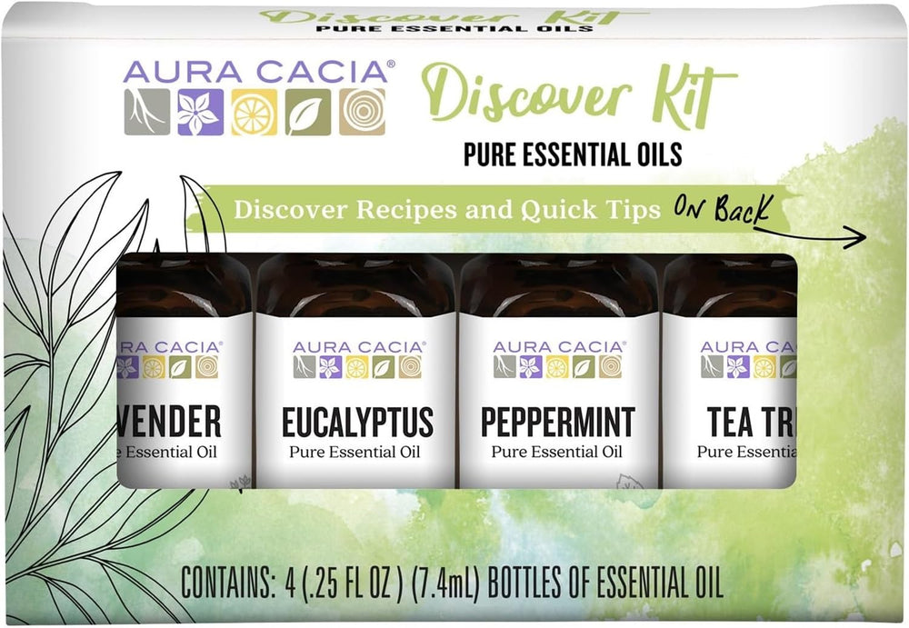 Lavender essential oil bottle from Aura Cacia Discover Essential Oils Kit 4-Pack