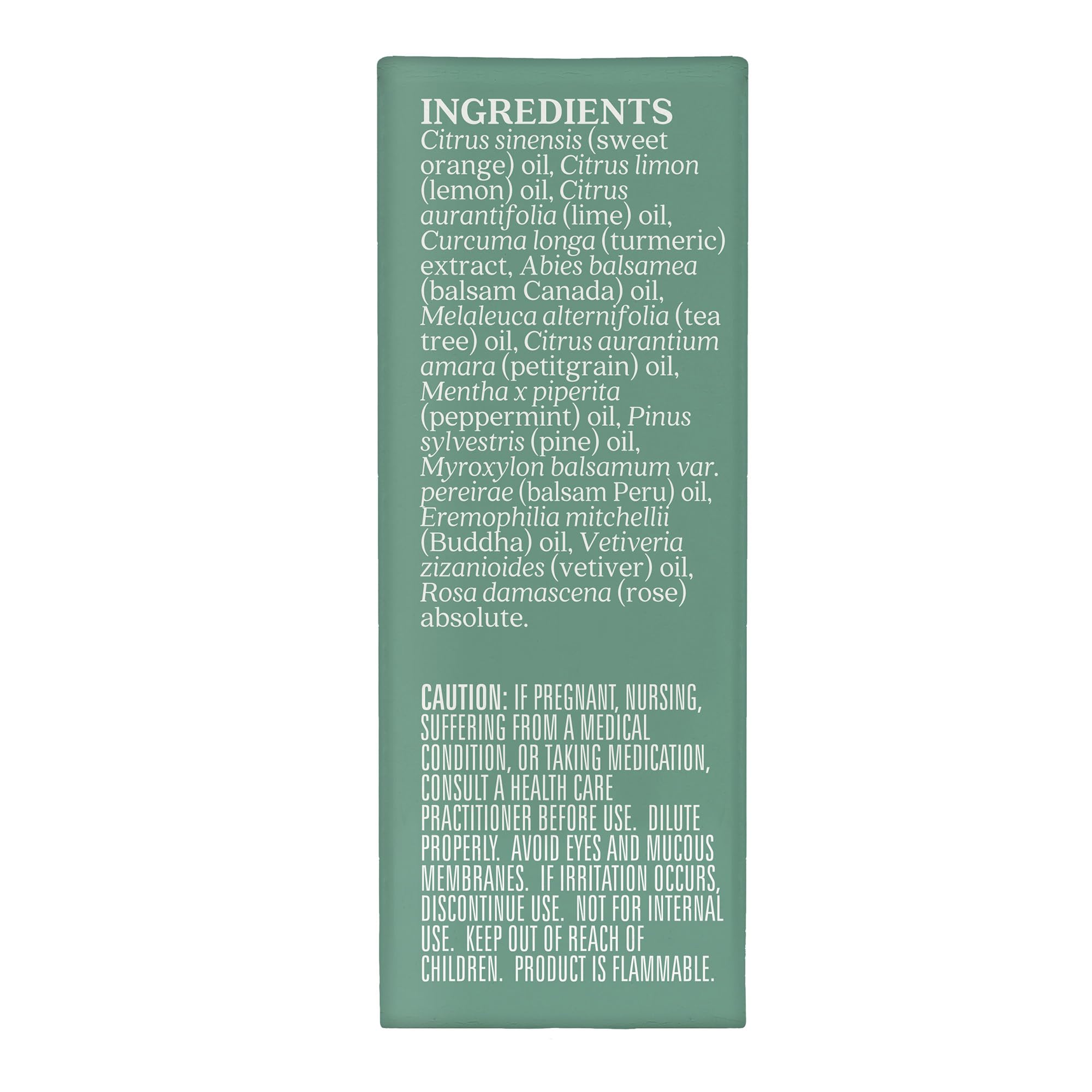 Close-up of Aura Cacia Fresh Essential Oil Blend bottle