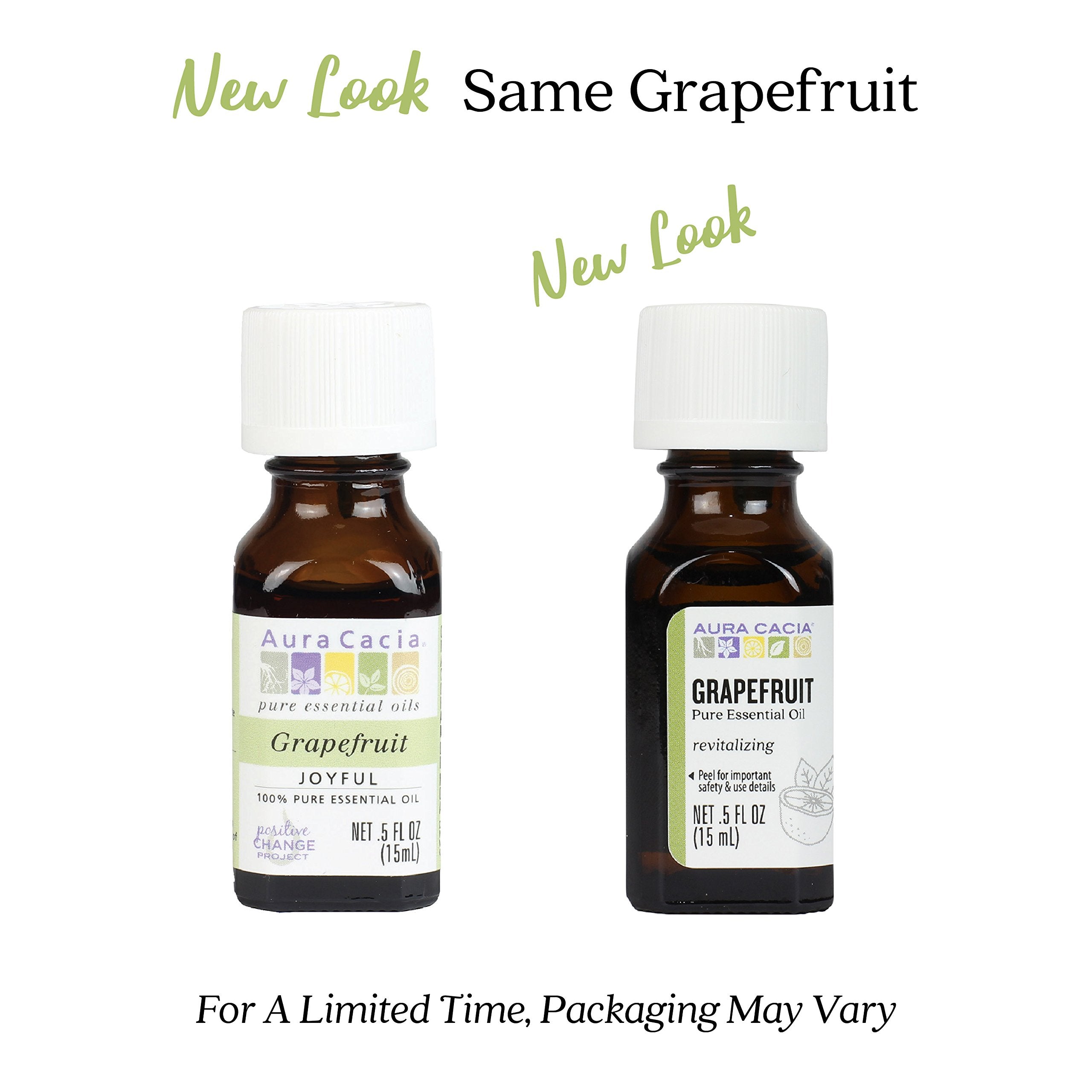 Aura Cacia Joyful Grapefruit essential oil bottle side profile for easy portioning in routines
