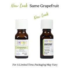 Aura Cacia Joyful Grapefruit essential oil bottle side profile for easy portioning in routines
