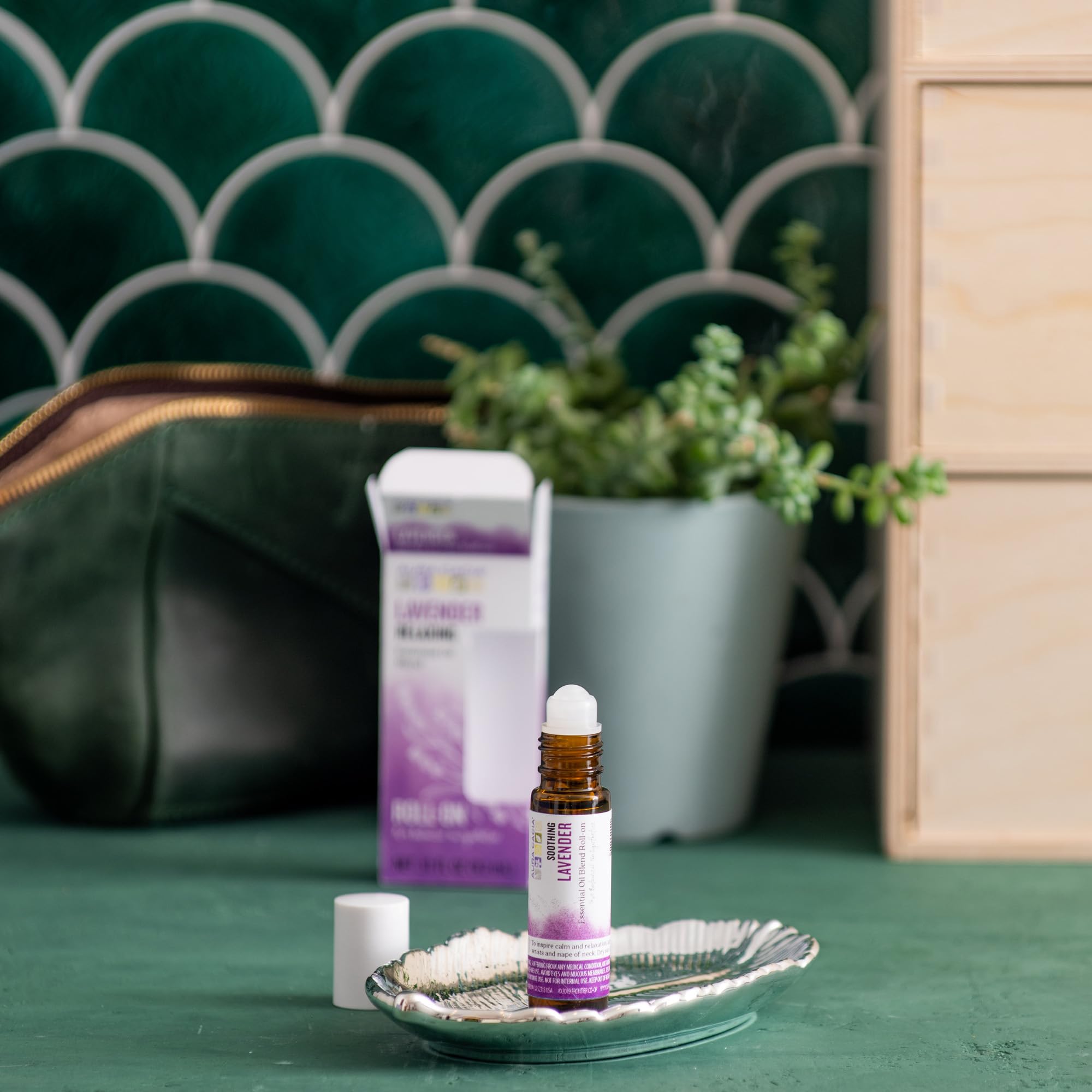 Aura Cacia Lavender Roll-On packaging and product display
