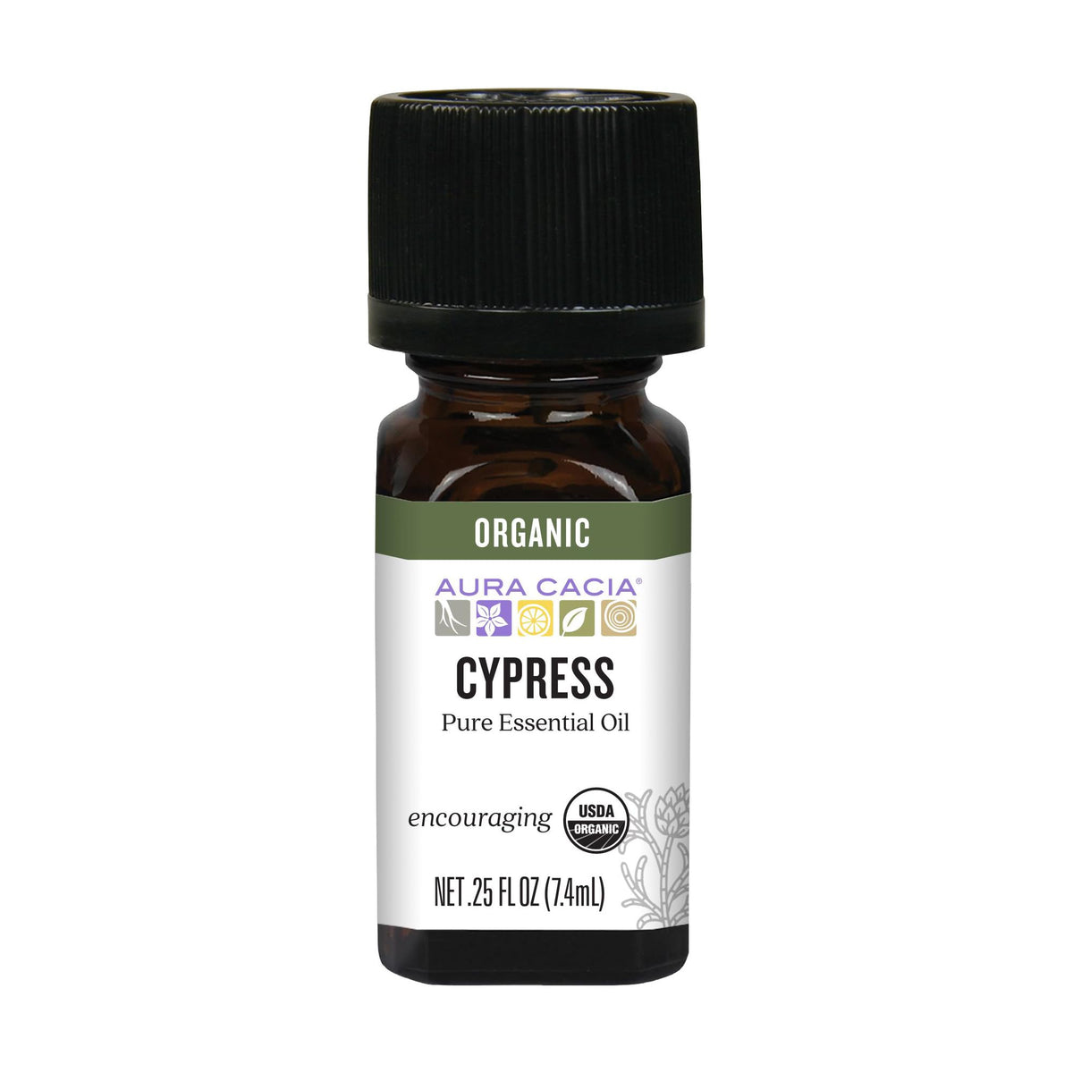 Aura Cacia Organic Cypress Essential Oil 7.4 ml bottle
