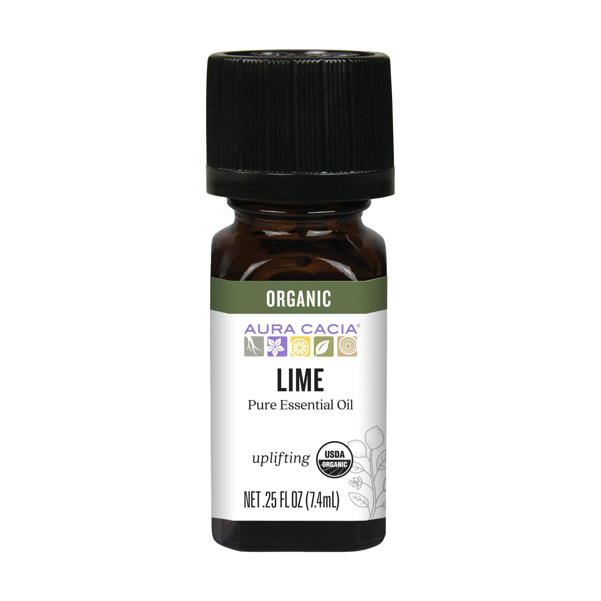 Aura Cacia Organic Distilled Lime Essential Oil bottle 0.25 fl oz