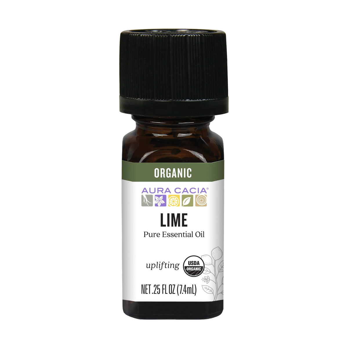 Aura Cacia Organic Distilled Lime Essential Oil bottle 0.25 fl oz