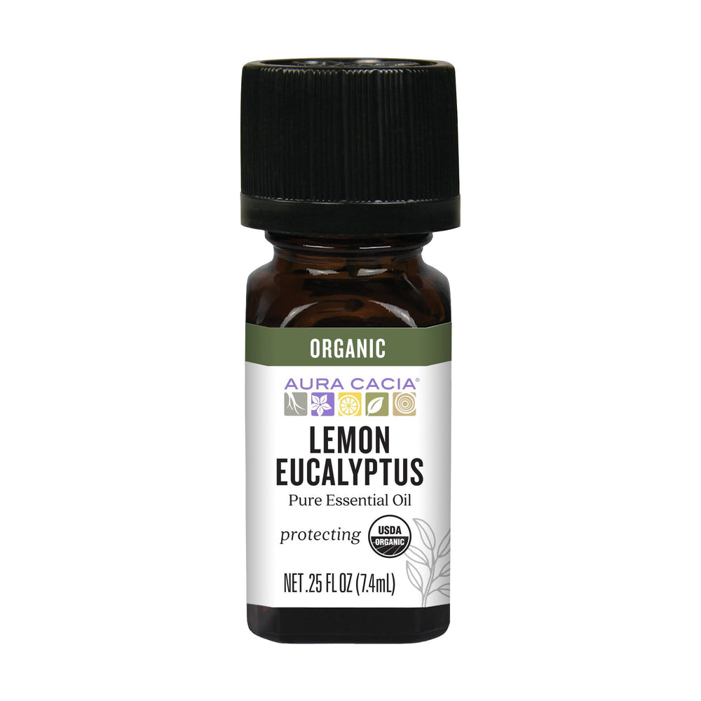 Aura Cacia Organic Lemon Eucalyptus Essential Oil bottle 0.25 fl oz