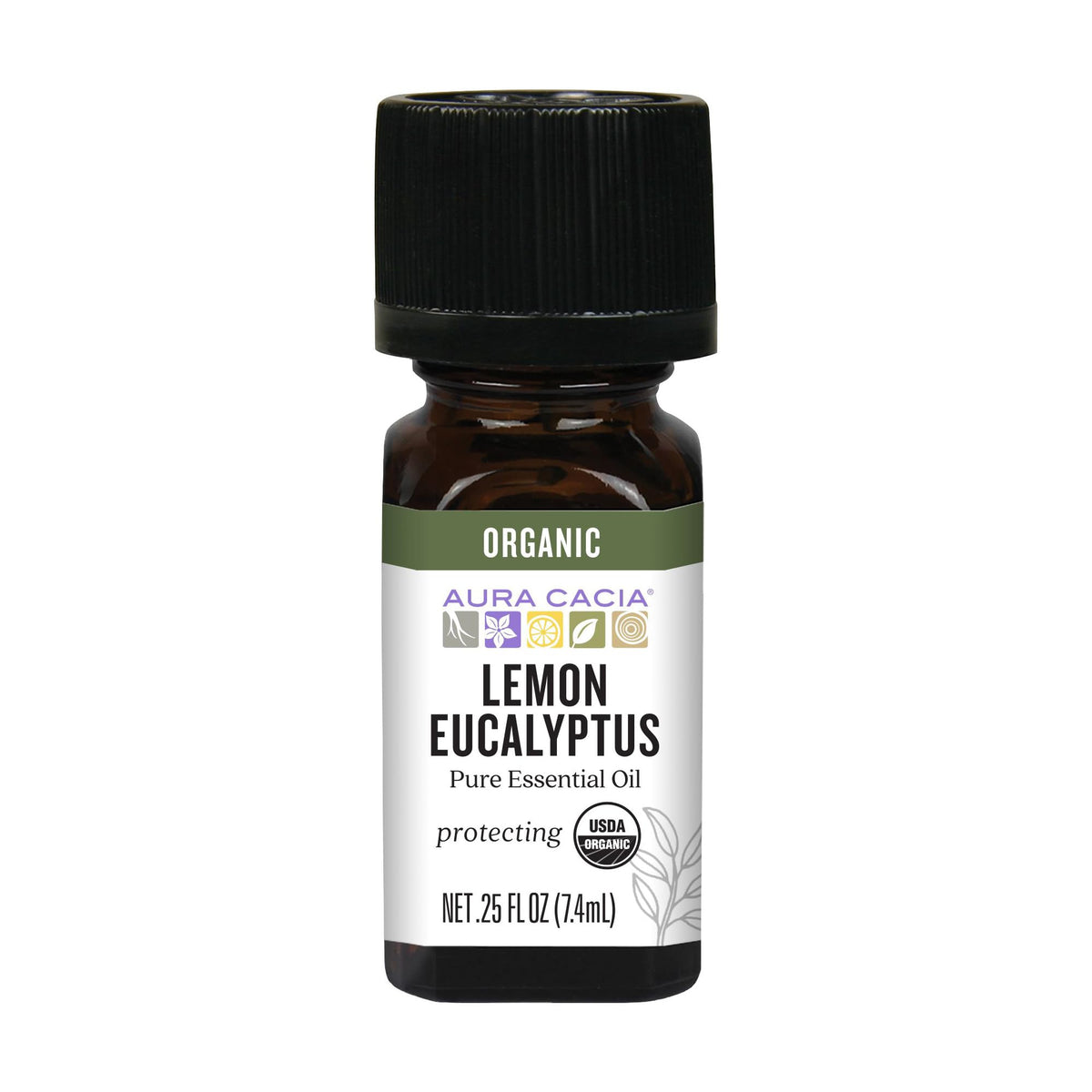 Aura Cacia Organic Lemon Eucalyptus Essential Oil bottle 0.25 fl oz