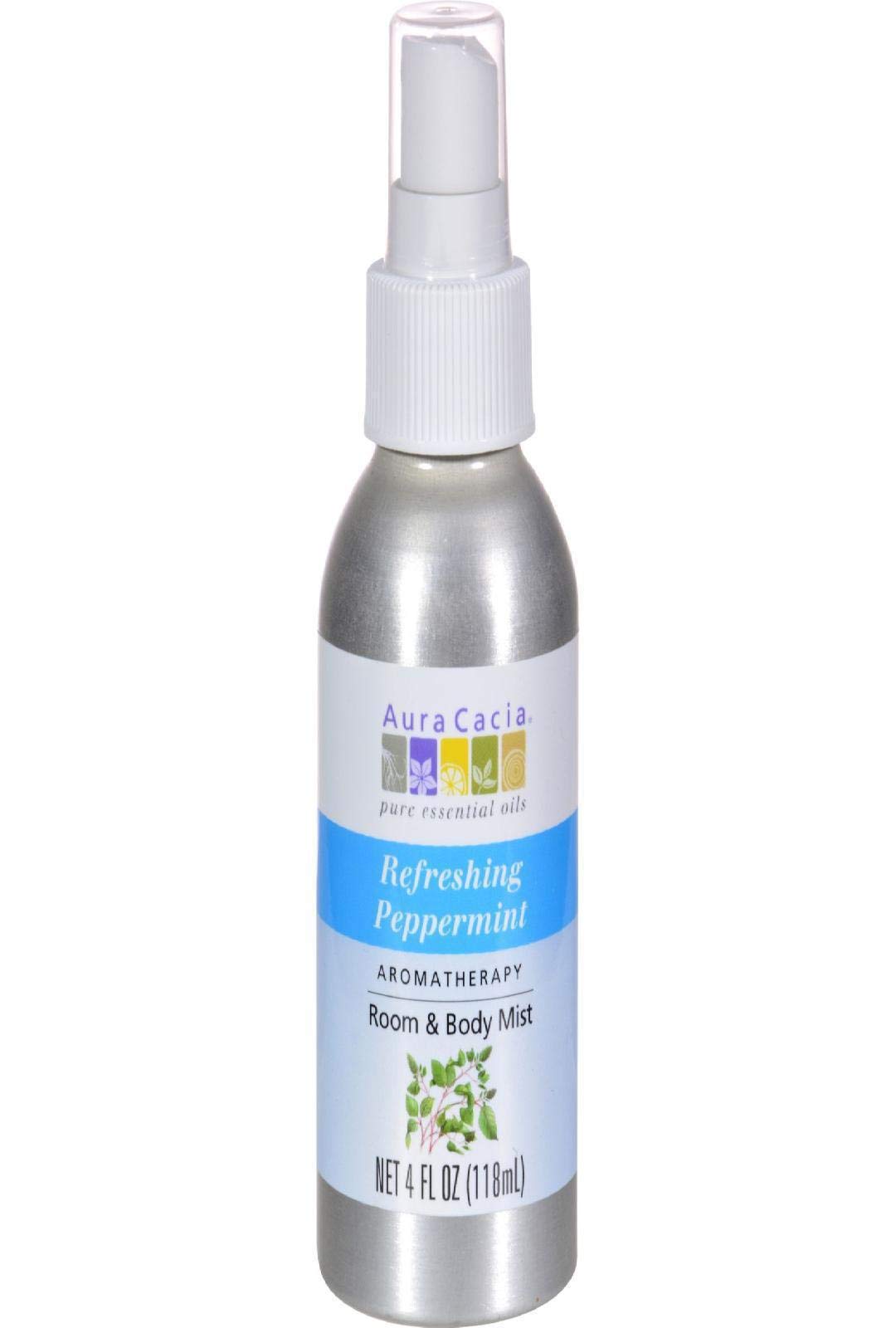 Aura Cacia Peppermint Harvest Aromatherapy Mist bottle ready for a refreshing pick-me-up.