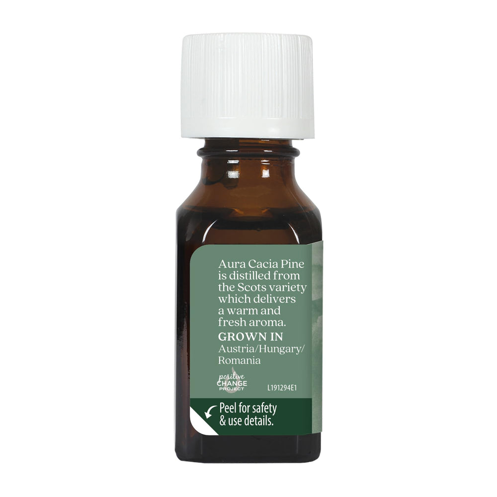 Pine essential oil dropper bottle close-up