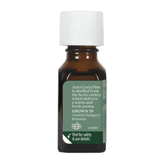 Pine essential oil dropper bottle close-up
