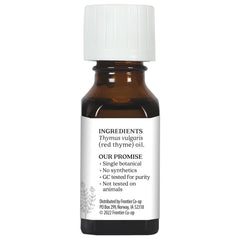 GC/MS testing certification label for Aura Cacia Red Thyme Oil