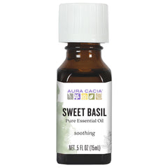 Aura Cacia Sweet Basil Essential Oil bottle 0.5 fl oz