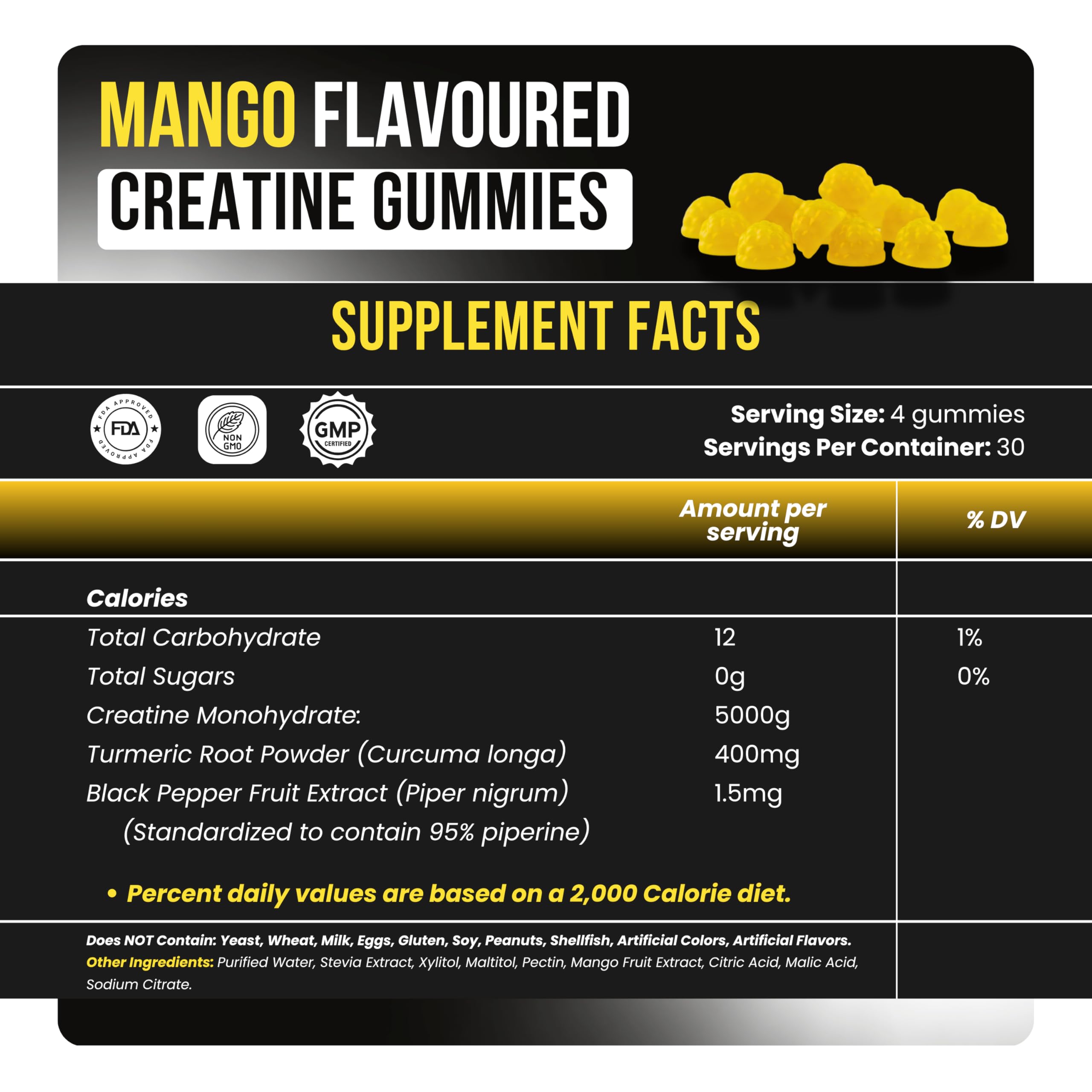 Side view of Aura HK Creatine Monohydrate Gummies Mango flavor