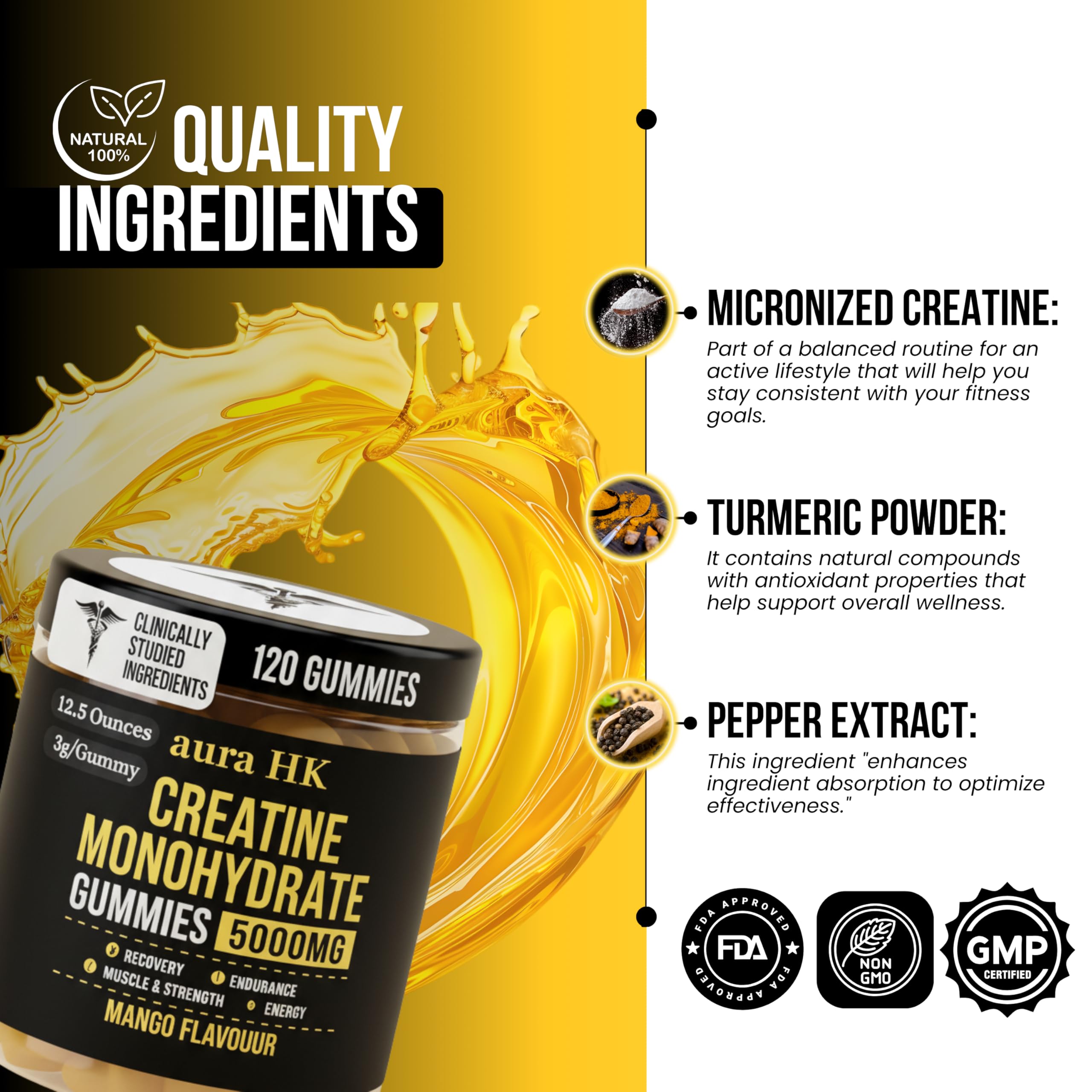 Vegan ingredients and allergen information for Aura HK Gummies Mango