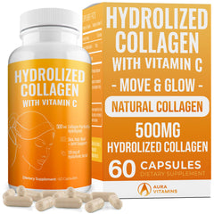 AURA VITAMINS Hydrolyzed Collagen Powder bottle on white background
