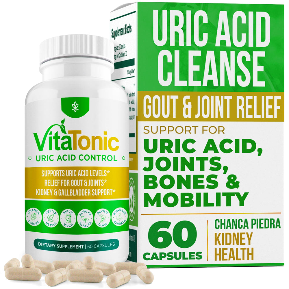 Vitatonic Uric Acid Balancing Aid bottle and packaging