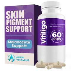 Aura Vitamins Vitiligo Capsules bottle – front view