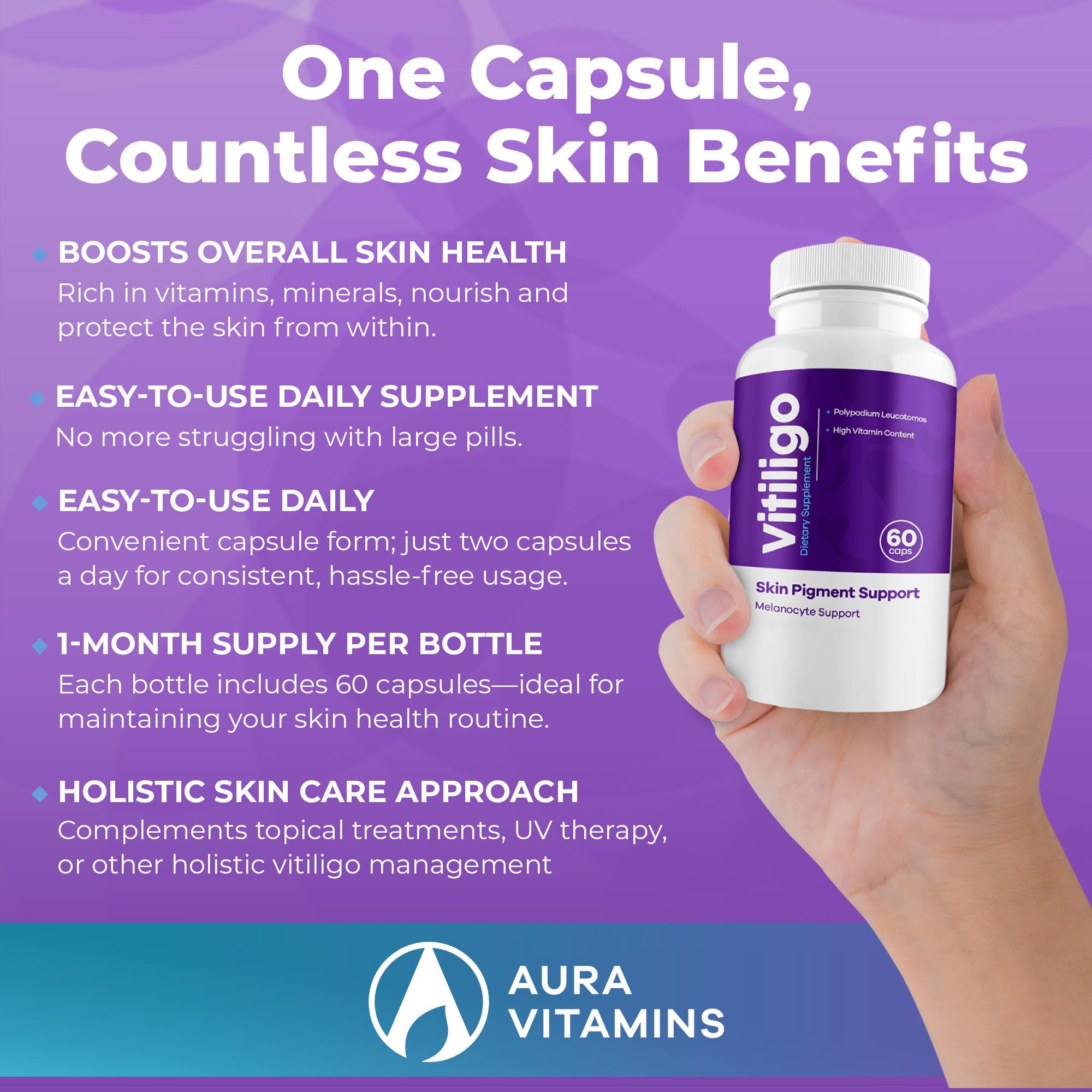 Aura Vitamins Vitiligo Capsules produced in GMP-certified facility.