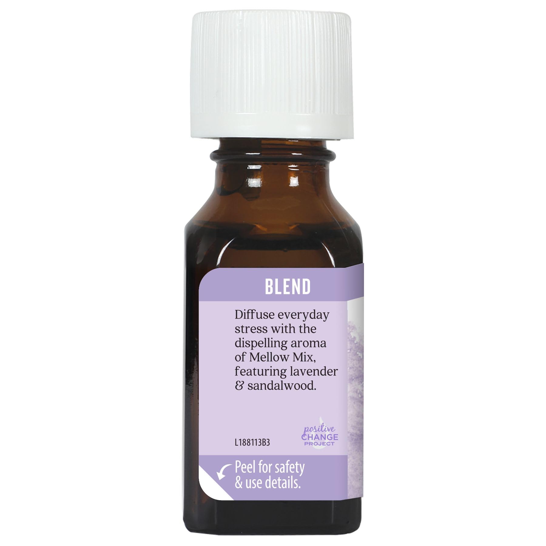 Aura Cacia Mellow Mix topically applied with carrier oil for gentle pulse-point calm.