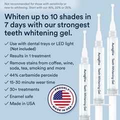 3x5ml syringes totaling 15ml of 44% carbamide peroxide whitening gel