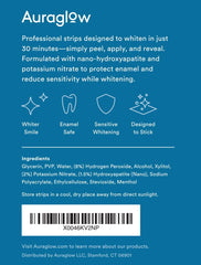 Mint flavor Auraglow whitening strips packaging close-up