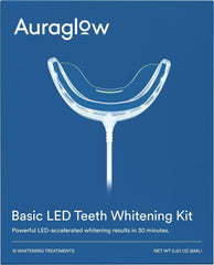 Auraglow Teeth Whitening Kit with wired LED accelerator light and components