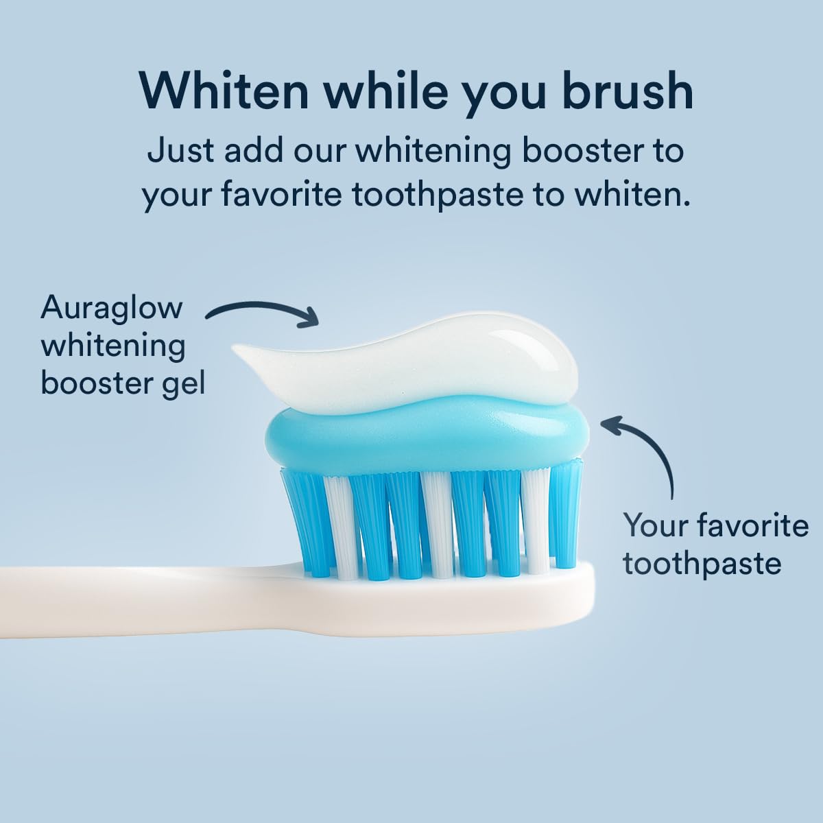 Close-up of toothpaste being dispensed with whitening booster