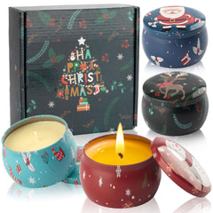 Auralome Christmas scented candles gift set packaging with four jars