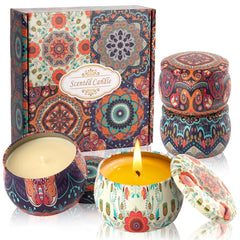 Auralome Scented Candles Gift Set packaging with four tins