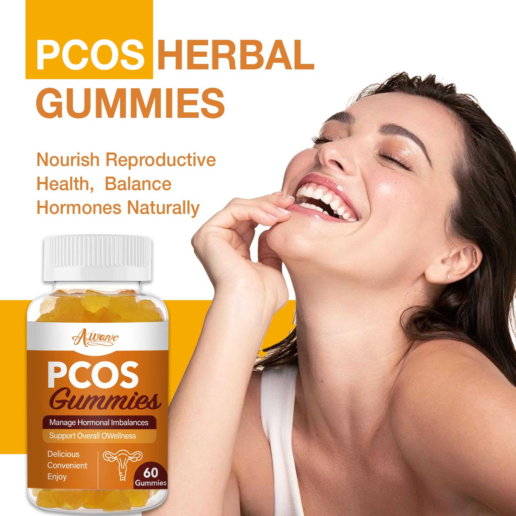 Close-up of PCOS Gummies ingredients label.
